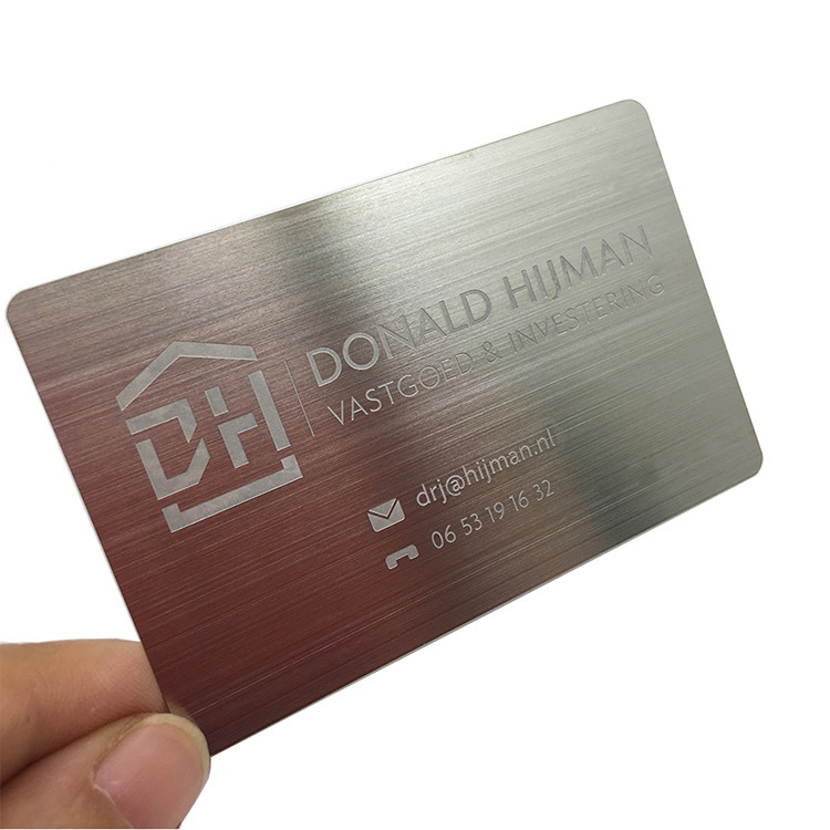 Minimalist High-End Metal Cards in Brushed Steel Finish