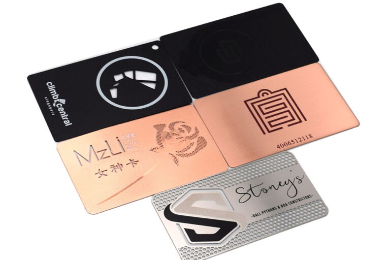 Custom Minimalist Metal Business Cards with Luxury Finish (4) Minimalist High-End Metal Cards in Brushed Steel Finish