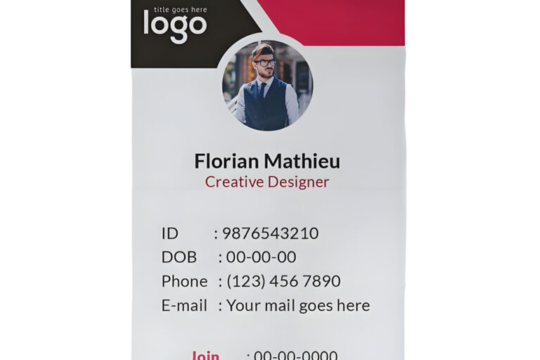 High-quality printed ID card with staff information (5) Custom premium employee ID card with photo and logo