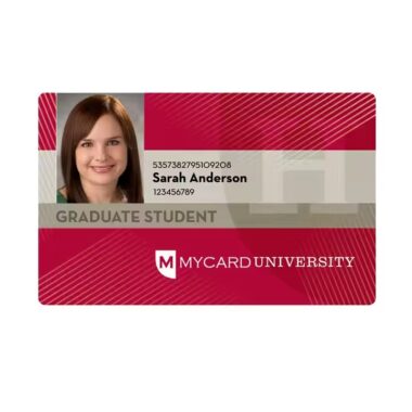 Custom printed employee ID card with company branding and photo
