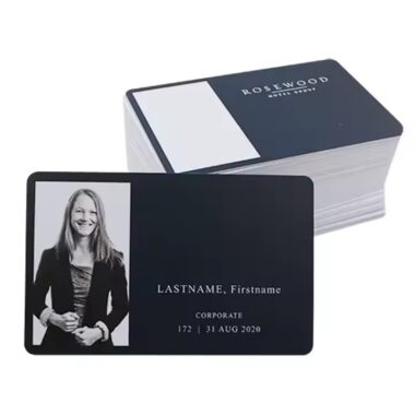 Custom printed employee ID card with company branding and photo