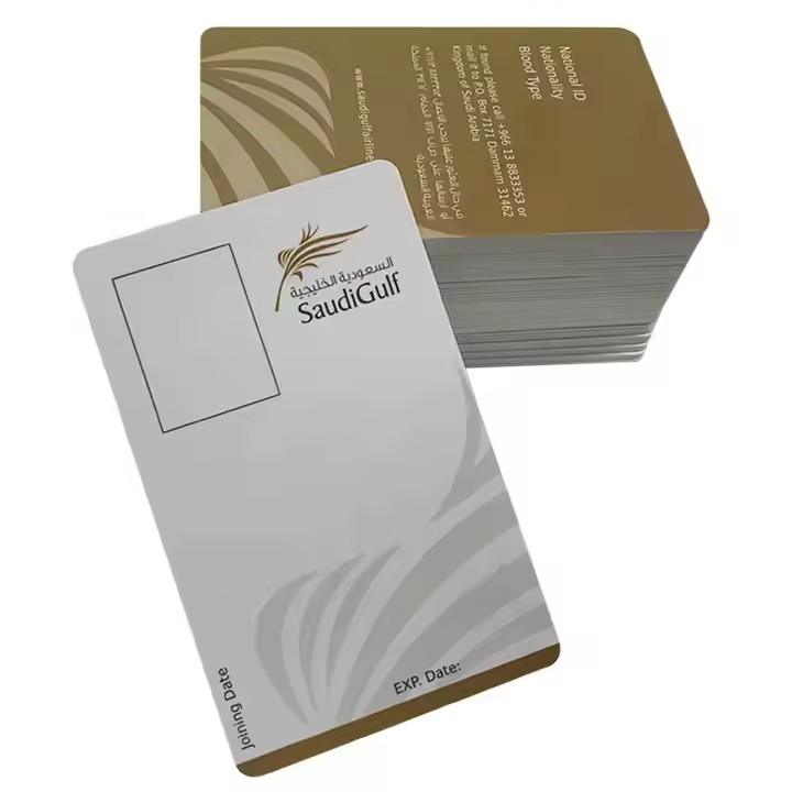 Custom printed employee ID card with company branding and photo