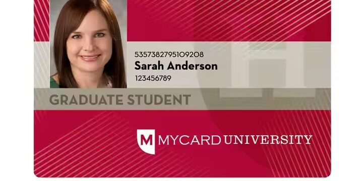 Custom printed employee ID card with company branding and photo