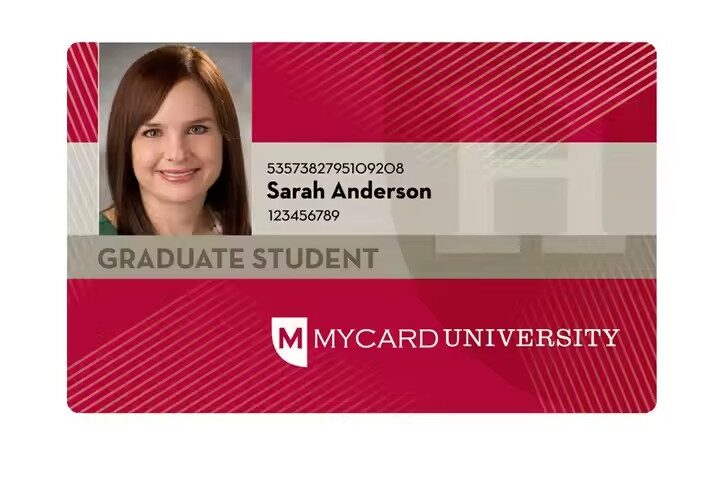 Personalized corporate staff ID badge with logo and QR code Custom printed employee ID card with company branding and photo