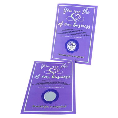 Custom printed scratch cards with unique artwork and branding